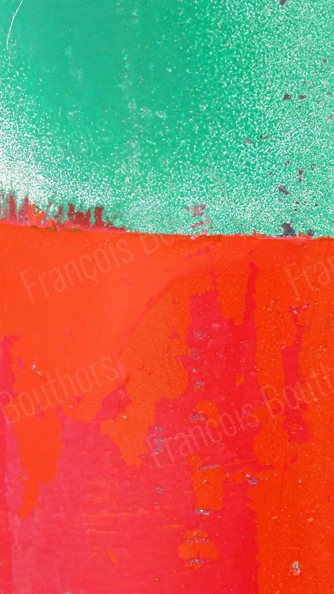 Texture abstraite de peinture rouge et verte, composition graphique minimaliste — Photographie d’art par François Bouthors.